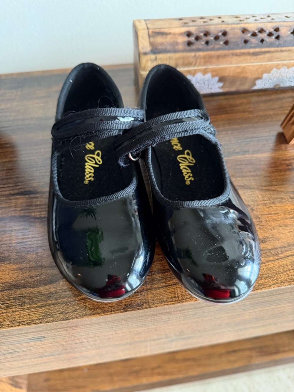 Dance Class Black Patent Tap Girls Shoes